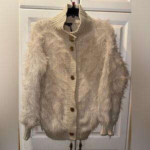 NWT Coco+Carmen Adina Faux Fur Button Front Cardigan in Buttercream Size M-L